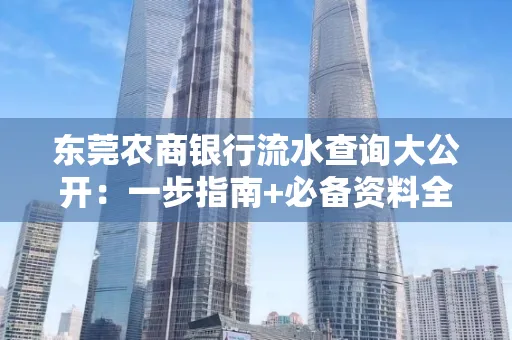 东莞农商银行流水查询大公开:一步指南+必备资料全解读