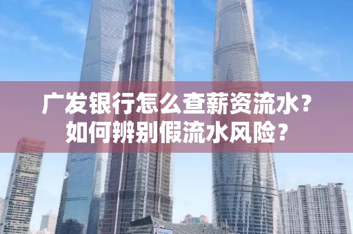 广发银行怎么查薪资流水?如何辨别假流水风险?